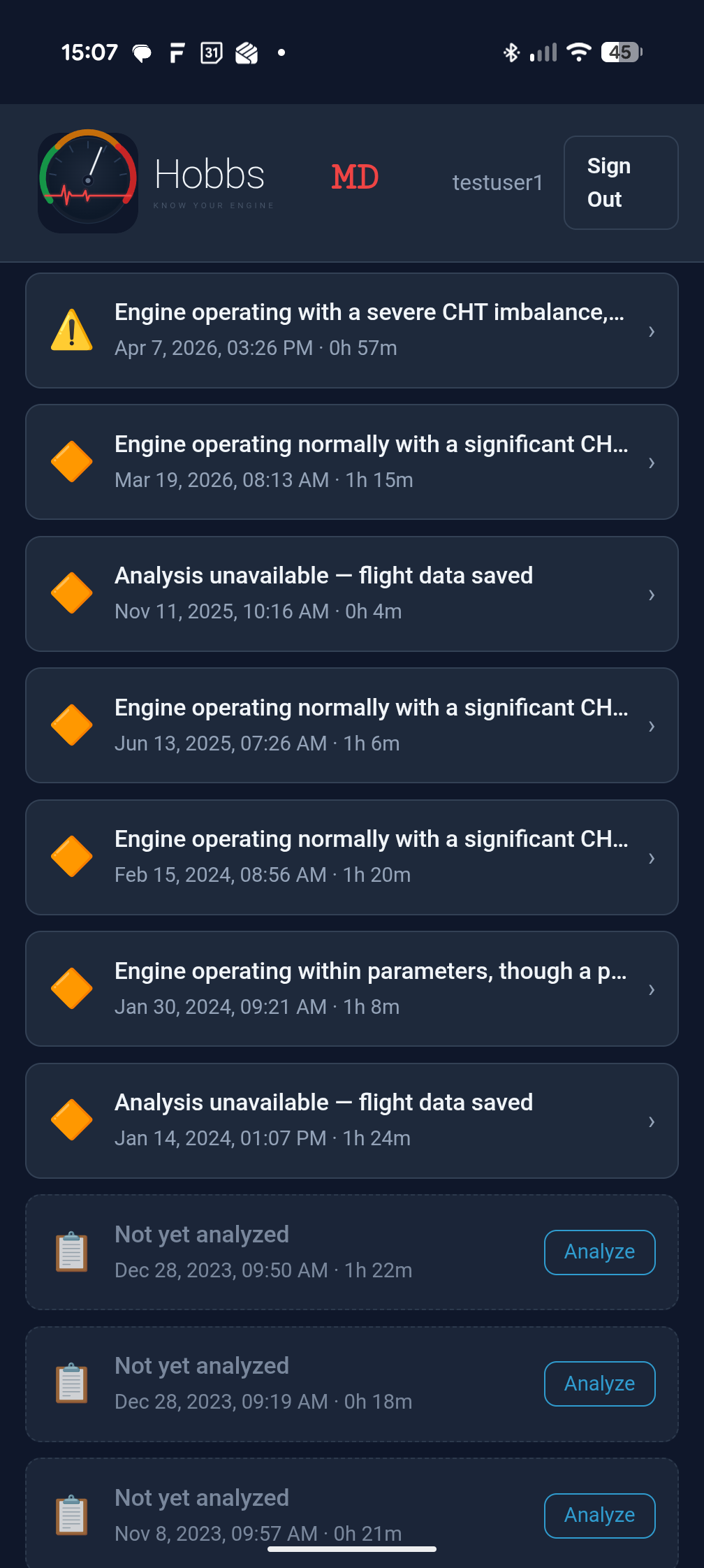 Flight data parsed — overview stats