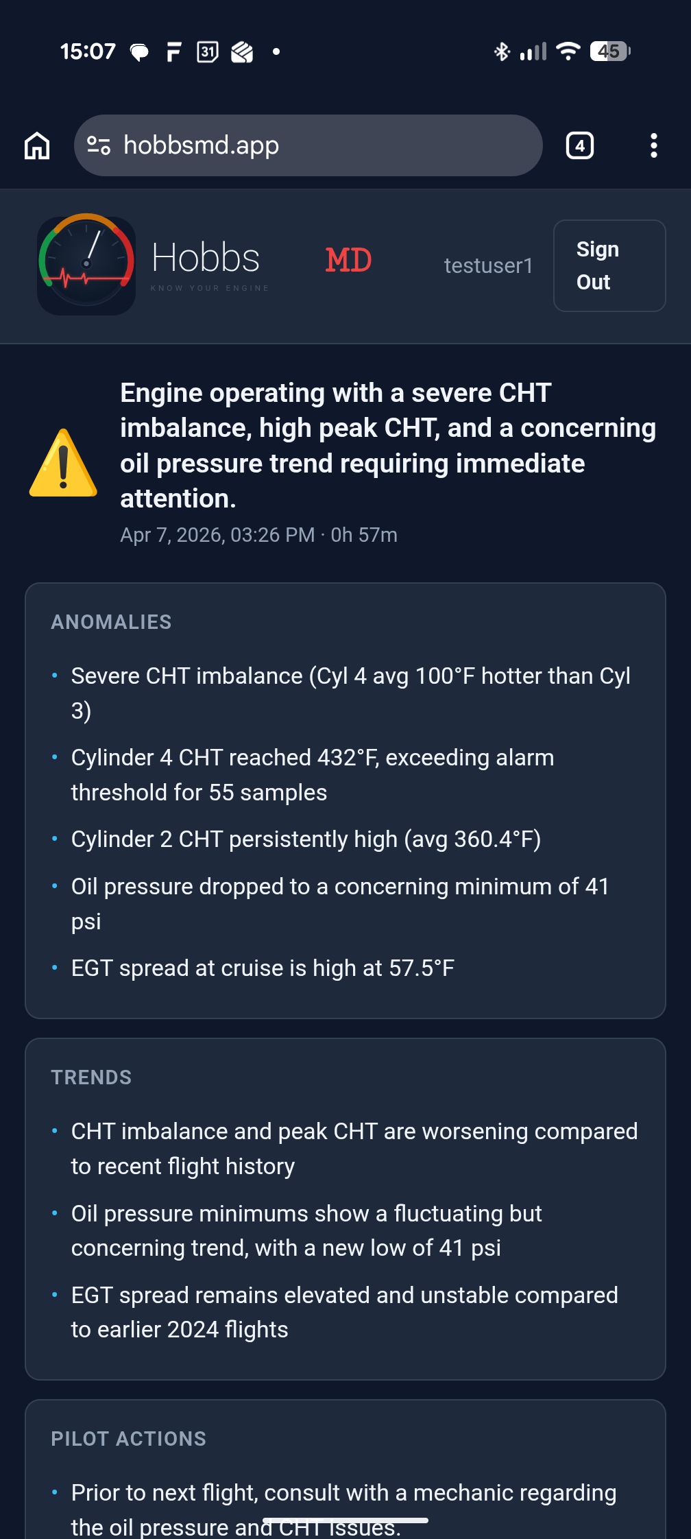 Per-cylinder CHT and EGT